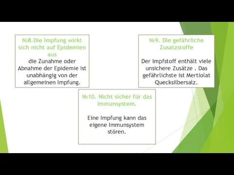 №8.Die Impfung wirkt sich nicht auf Epidemien aus die Zunahme oder Abnahme