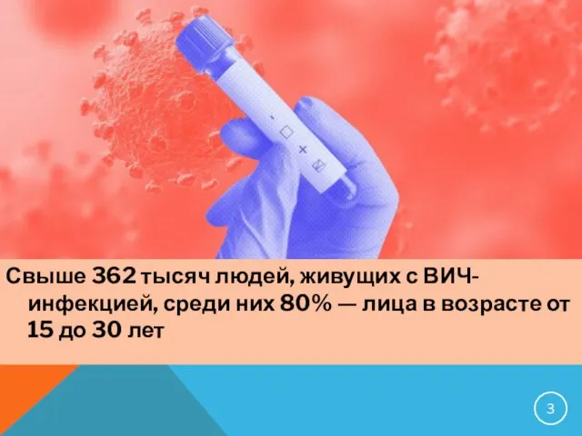 Свыше 362 тысяч людей, живущих с ВИЧ- инфекцией, среди них 80% —