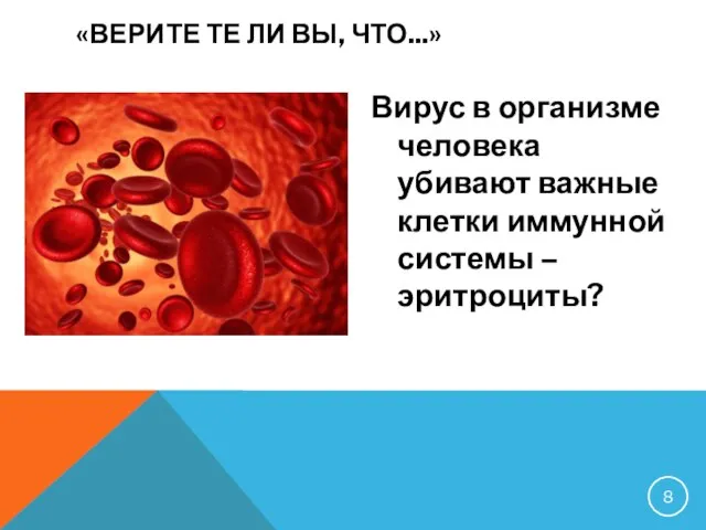 Вирус в организме человека убивают важные клетки иммунной системы – эритроциты? «ВЕРИТЕ ТЕ ЛИ ВЫ, ЧТО...»