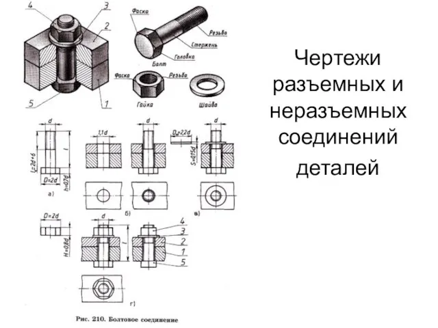 Чертежи разъемных и неразъемных соединений деталей