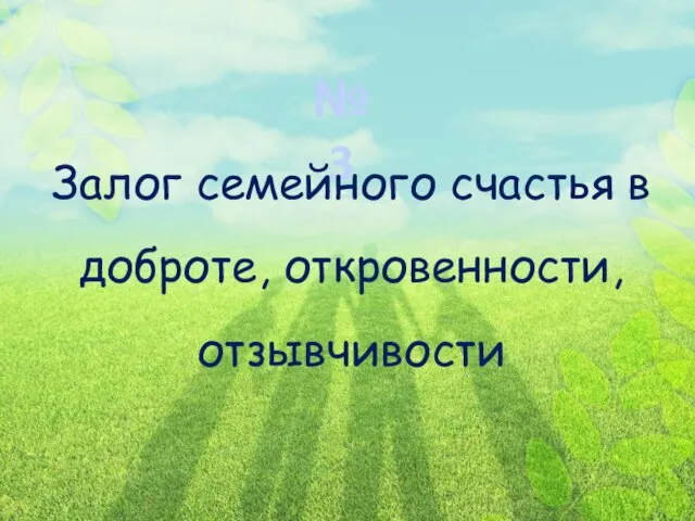 № 3 Залог семейного счастья в доброте, откровенности, отзывчивости