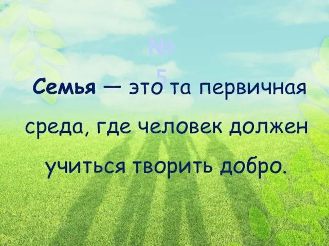 № 5 Семья — это та первичная среда, где человек должен учиться творить добро.