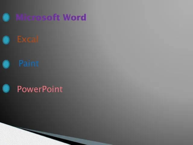 Microsoft Word Excal Paint PowerPoint