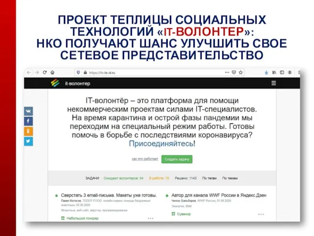 ПРОЕКТ ТЕПЛИЦЫ СОЦИАЛЬНЫХ ТЕХНОЛОГИЙ «IT-ВОЛОНТЕР»: НКО ПОЛУЧАЮТ ШАНС УЛУЧШИТЬ СВОЕ СЕТЕВОЕ ПРЕДСТАВИТЕЛЬСТВО