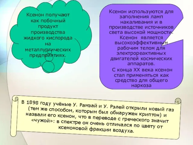 Ксенон используются для заполнения ламп накаливания и в производстве источников света высокой