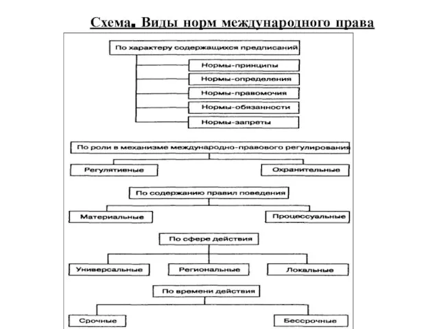 Схема. Виды норм международного права