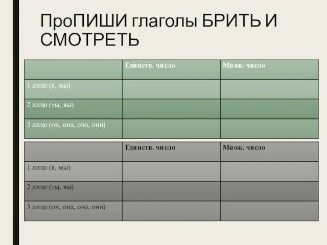 ПроПИШИ глаголы БРИТЬ И СМОТРЕТЬ