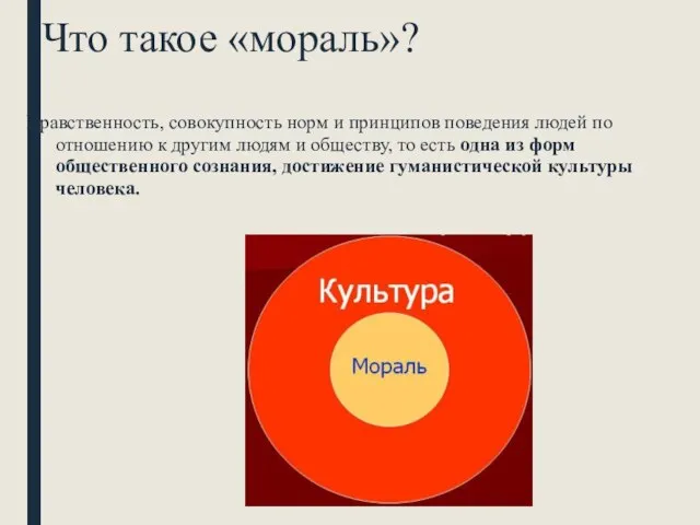 Что такое «мораль»? Нравственность, совокупность норм и принципов поведения людей по отношению