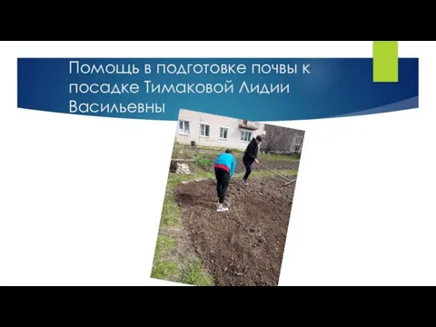 Помощь в подготовке почвы к посадке Тимаковой Лидии Васильевны