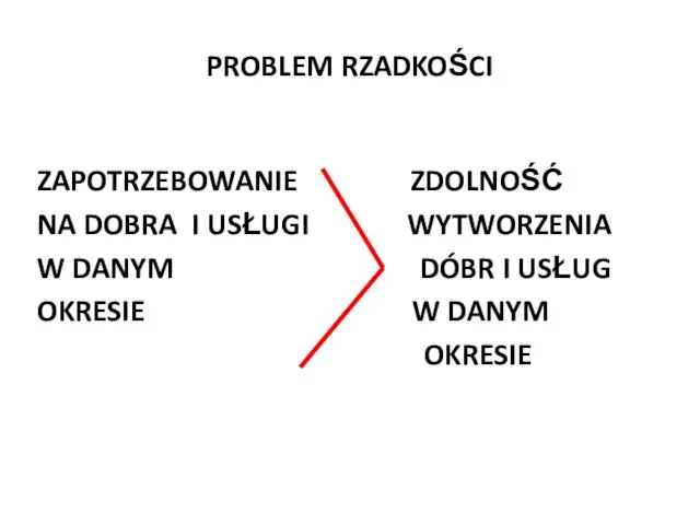 PROBLEM RZADKOŚCI ZAPOTRZEBOWANIE ZDOLNOŚĆ NA DOBRA I USŁUGI WYTWORZENIA W DANYM DÓBR