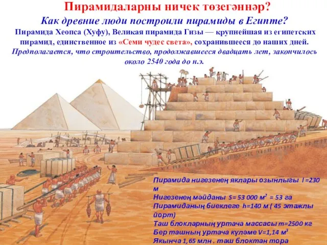 Пирамидаларны ничек төзегәннәр? Как древние люди построили пирамиды в Египте? Пирамида Хеопса