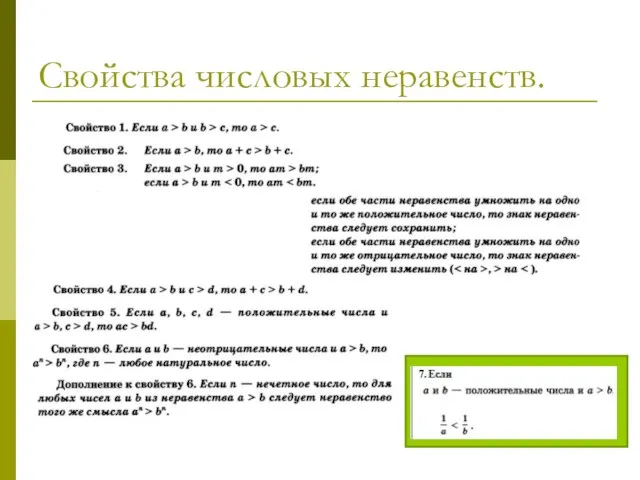 Свойства числовых неравенств.