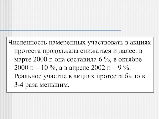 Численность намеренных участвовать в акциях протеста продолжала снижаться и далее: в марте