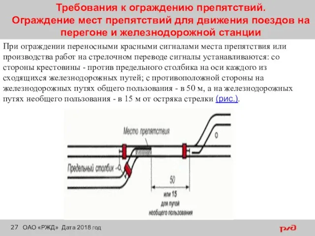 Требования к ограждению препятствий. Ограждение мест препятствий для движения поездов на перегоне