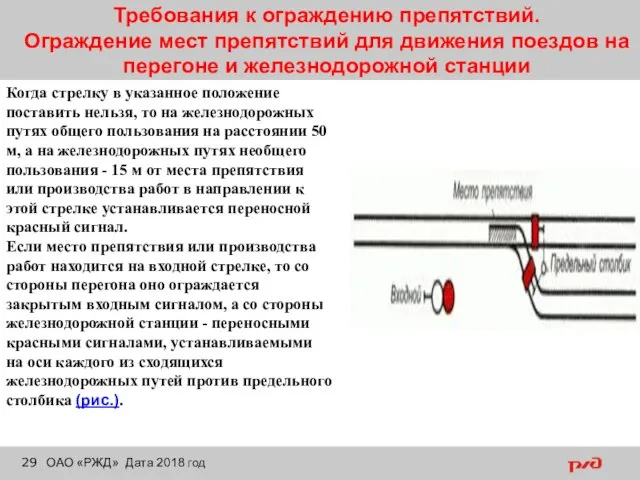 Требования к ограждению препятствий. Ограждение мест препятствий для движения поездов на перегоне