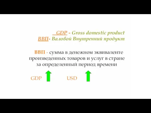 GDP - Gross domestic product ВВП- Валовой Внутренний продукт ВВП - сумма