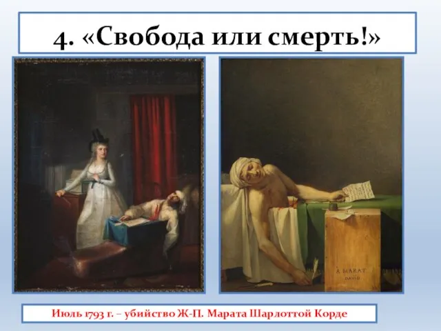 4. «Свобода или смерть!» Июль 1793 г. – убийство Ж-П. Марата Шарлоттой Корде