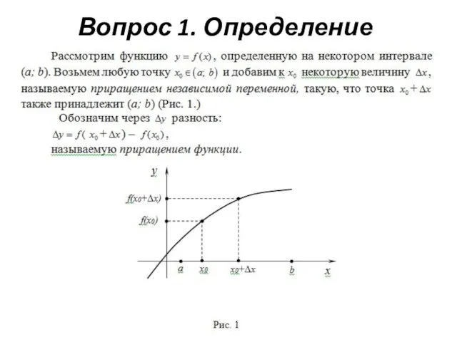 Вопрос 1. Определение производной