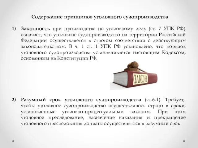 Содержание принципов уголовного судопроизводства Законность при производстве по уголовному делу (ст. 7