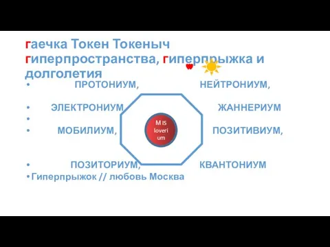 гаечка Токен Токеныч гиперпространства, гиперпрыжка и долголетия ПРОТОНИУМ, НЕЙТРОНИУМ, ЭЛЕКТРОНИУМ, ЖАННЕРИУМ МОБИЛИУМ,