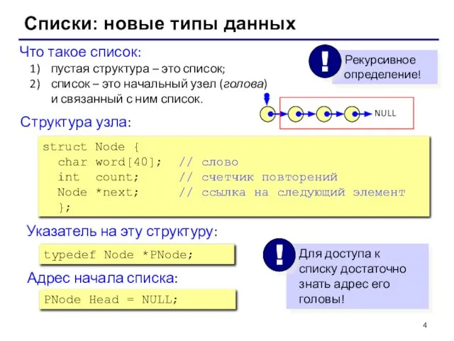 Что такое список: пустая структура – это список; список – это начальный