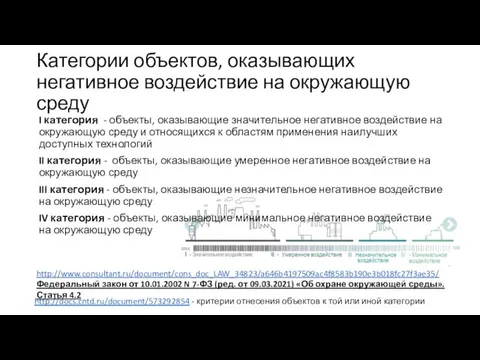 Категории объектов, оказывающих негативное воздействие на окружающую среду http://docs.cntd.ru/document/573292854 - критерии отнесения