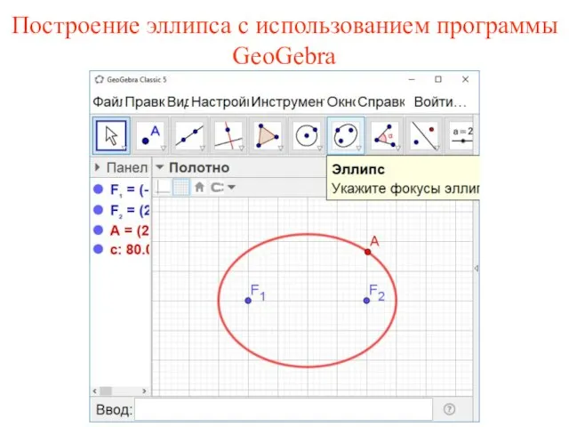 Построение эллипса с использованием программы GeoGebra