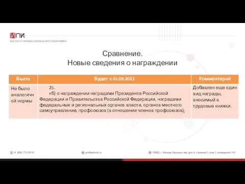 Сравнение. Новые сведения о награждении