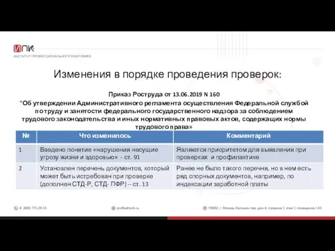 Изменения в порядке проведения проверок: Приказ Роструда от 13.06.2019 N 160 "Об