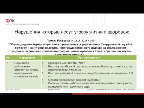 Нарушения которые несут угрозу жизни и здоровья: Приказ Роструда от 13.06.2019 N