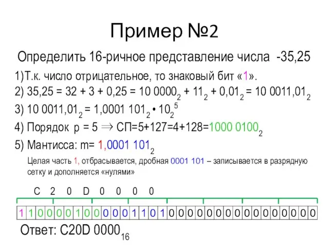 Пример №2 С 2 0 D 0 0 0 0 1)Т.к. число