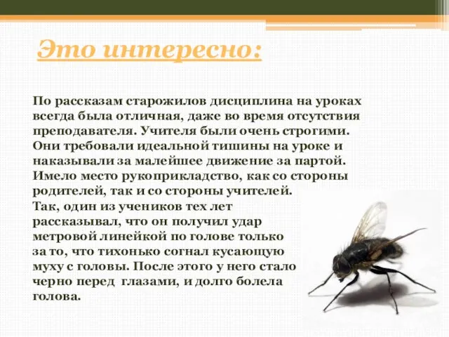 По рассказам старожилов дисциплина на уроках всегда была отличная, даже во время