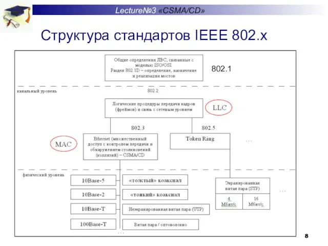 Структура стандартов IEEE 802.x Lecture№3 «CSMA/CD» 802.1