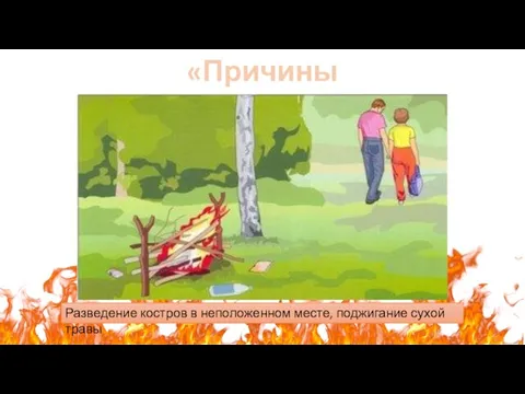 «Причины пожаров» Разведение костров в неположенном месте, поджигание сухой травы