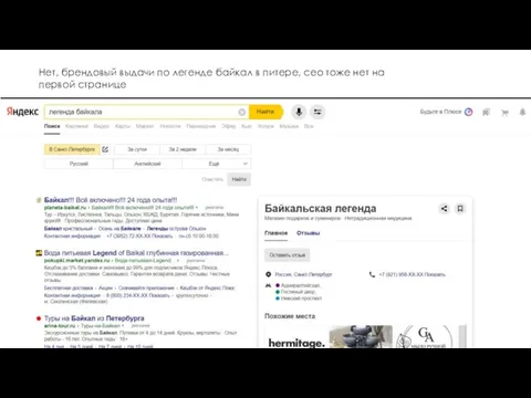 Нет, брендовый выдачи по легенде байкал в питере, сео тоже нет на первой странице