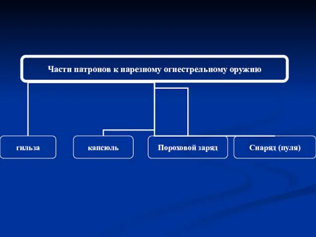 Части патронов к нарезному огнестрельному оружию Пороховой заряд гильза капсюль Снаряд (пуля)