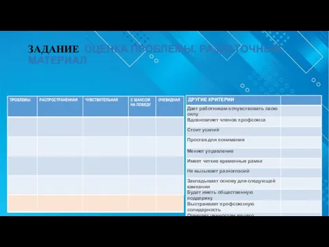 ЗАДАНИЕ ОЦЕНКА ПРОБЛЕМЫ. РАЗДАТОЧНЫЙ МАТЕРИАЛ