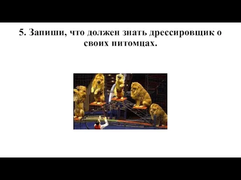 5. Запиши, что должен знать дрессировщик о своих питомцах.