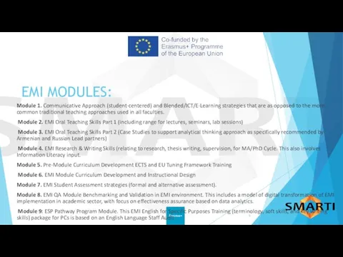 EMI MODULES: Module 1. Communicative Approach (student-centered) and Blended/ICT/E-Learning strategies that are