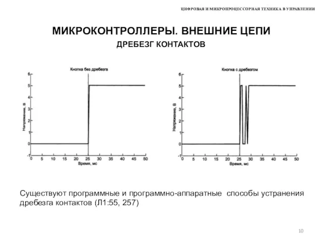 ЦИФРОВАЯ И МИКРОПРОЦЕССОРНАЯ ТЕХНИКА В УПРАВЛЕНИИ МИКРОКОНТРОЛЛЕРЫ. ВНЕШНИЕ ЦЕПИ ДРЕБЕЗГ КОНТАКТОВ Существуют