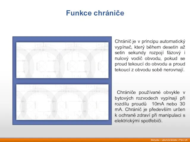 Funkce chrániče Chránič je v principu automatický vypínač, který během desetin až