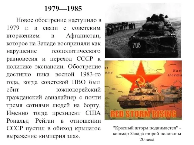 Новое обострение наступило в 1979 г. в связи с советским вторжением в
