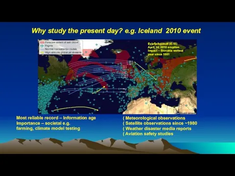 Why study the present day? e.g. Iceland 2010 event Most reliable record