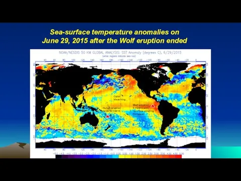 Sea-surface temperature anomalies on June 29, 2015 after the Wolf eruption ended