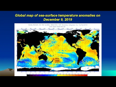 Global map of sea-surface temperature anomalies on December 9, 2019 White Island eruption