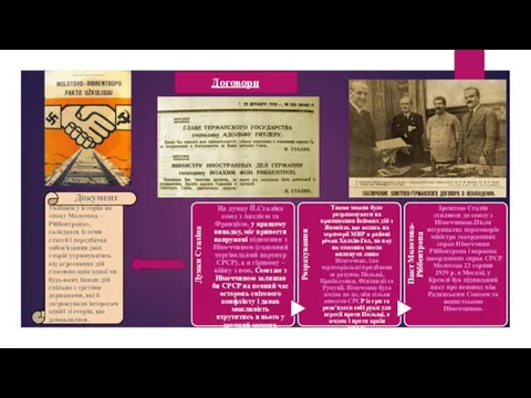 Договори Увійшов у історію як «пакт Молотова – Ріббентропа», складався із семи