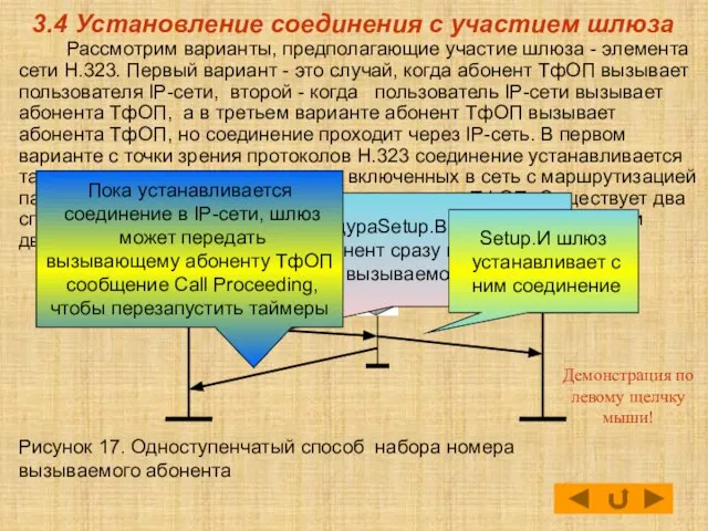 Рассмотрим варианты, предполагающие участие шлюза - элемента сети Н.323. Первый вариант -