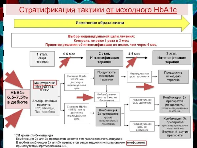 Стратификация тактики от исходного HbA1c