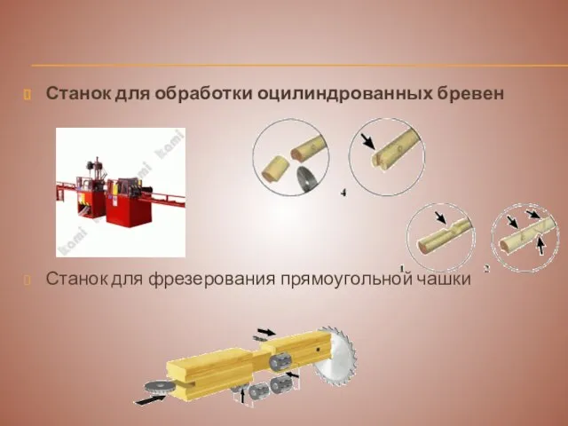 Станок для обработки оцилиндрованных бревен Станок для фрезерования прямоугольной чашки