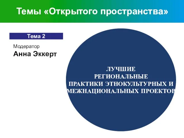 ЛУЧШИЕ РЕГИОНАЛЬНЫЕ ПРАКТИКИ ЭТНОКУЛЬТУРНЫХ И МЕЖНАЦИОНАЛЬНЫХ ПРОЕКТОВ Темы «Открытого пространства»